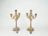 pair of antique brass candelabs with candlesticks