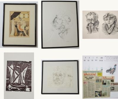 de nombreux types de dessins exposés sur le mur