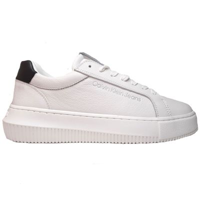 a white sneaker with a black sole and a white sole