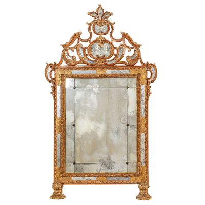 Miroir EN Bois SculptÉ ET DorÉ, 19e SIÈCle