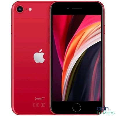 L'iPhone SE rouge est présenté avec ses caméras avant et arrière.