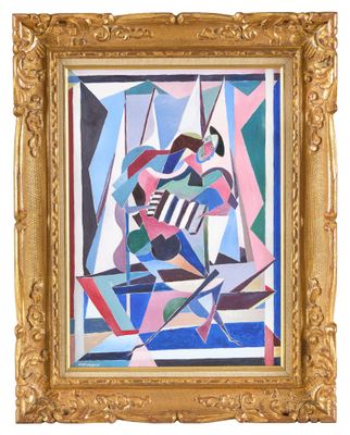 Michel MORENO (né 1945) L'accordéoniste sur le bâteau, 1992