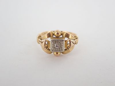 Bague Ancienne En Or Rose 9K (375/1000) - Taille 56 - Pierre Rouge Imitation Rubis - Années 1920/30