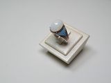 sterling silver ring with opalite and blue topaz