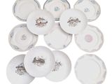 a lot of plates that have fish on them