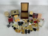many different types of perfumes on the table