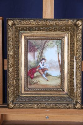 une photo d'un tableau représentant une femme assise sur un banc