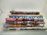 a lot of different types of wrapping paper in a box