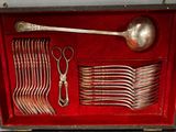 silverware in a red case with spoons, forks and spoons in it