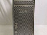 a close up of a computer tower on a white surface