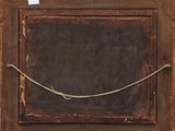 an old picture frame with a rope hanging from it ' s side