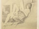 an image of a drawing of a woman sitting in a chair