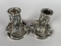 Paire de flambeaux en bronze argenté de style rocaille époqu… (photo 2)