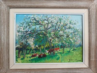Louis Edouard GARRIDO (1893-1982) "Paysage aux vaches", huil…