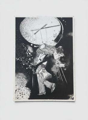 an image of a black and white drawing of a clock