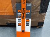 a box with a black and orange tag on it