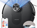 un gros plan d'un aspirateur robot équipé d'une télécommande