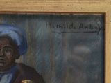 painting of a man with a blue turban sitting in front of a window