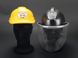 a helmet and a helmet on a mannequin head