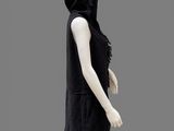 an image of a mannequin dressed in a black hoodedie