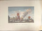 an old picture of a painting of boats on a body of water