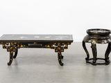 pair of chinese lac lac lac tables and stools in the manner of the late 19th century