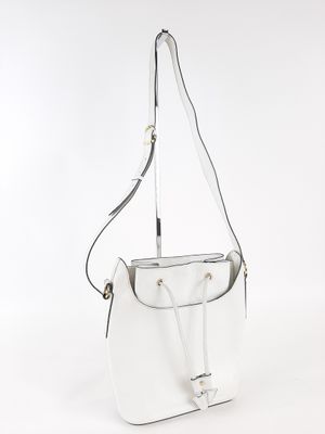 Céline,Paris, sac seau vintage en cuir grainé blanc porté ép…