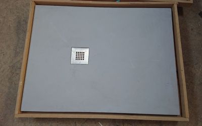 Bac à douche BASALTO DOCCIA, 120x90cm, couleur ciment , Text…