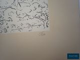 a drawing on the wall of a room with a picture on it