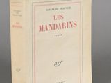 the front cover of a book with the title les mandarins written in red