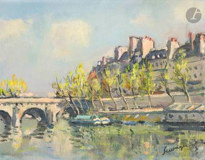 peinture d'un pont sur une rivière avec un château en arrière-plan