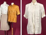 two pictures of a woman ' s shirt and dress on a mannequin