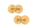 two pairs of gold tone flower hair clips on a white background
