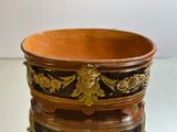 a close up of a bowl on a table