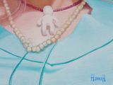 a painting of a woman wearing pearls and a necklace