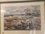 a picture of a painting of boats in the water