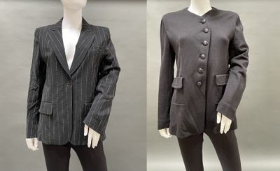 two mannequins dressed in different styles of clothing