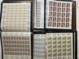several different types of stamps are on display in a display case