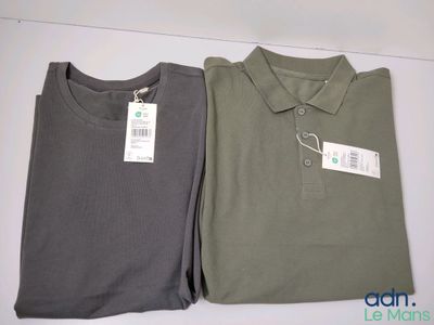 two men ' s polo shirts sitting next to each other on a table