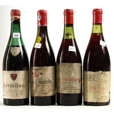 4 Btles dont 1 Btle HERMITAGE en 1953, 1 Btle GEVREY-CHAMBER… - Photo 1