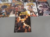 a lot of comic books that are sitting on a table