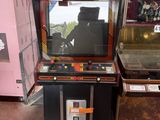 two arcade machines that are on display in a store