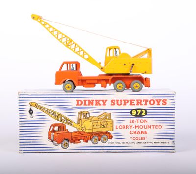 a toy truck and crane sitting on top of a box