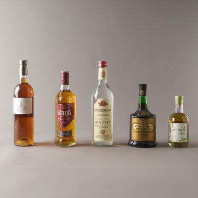 5 bouteilles SPIRITUEUX DIVERS (1 Cognac prince de Polignac …