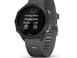 a close up of a smart watch on a white background with the text training stays productive fitness lead