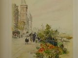a picture of a watercolor painting of a city street