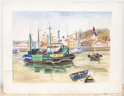 une image d'une peinture de bateaux dans l'eau