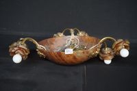 lustre ancien en albâtre et montures dorées - à 6 branches -…