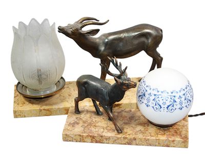 Ensemble comprenant 2 VEILLEUSES à décor animalier (cerf et … - Photo 1