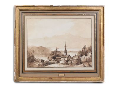 Ecole du XIXème siècle.- Porte une signature Granet en bas à…